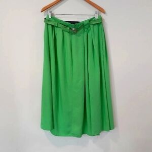 Retro 80's/90's Kiwi Green Pleated Midi Skirt